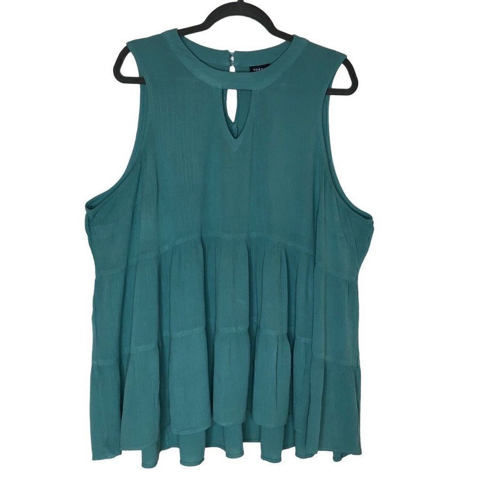 Torrid Sea-foam Green Crinkle Fabric Tiered Top